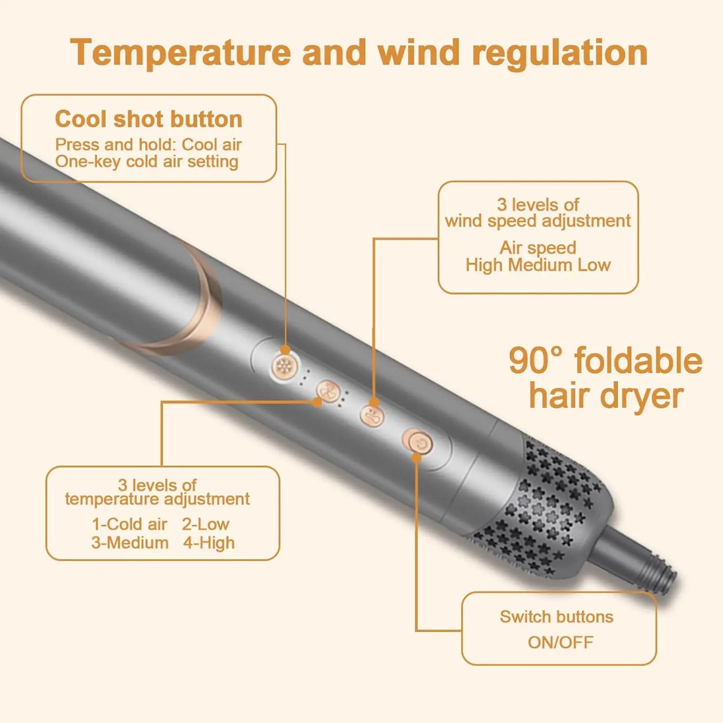 AVENHO 8 in 1 Handle Foldable Hair Dryer Portable