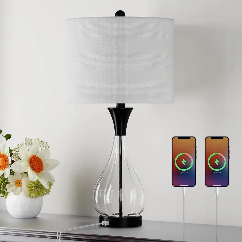 Farmhouse Glass Table Lamp for Living Room