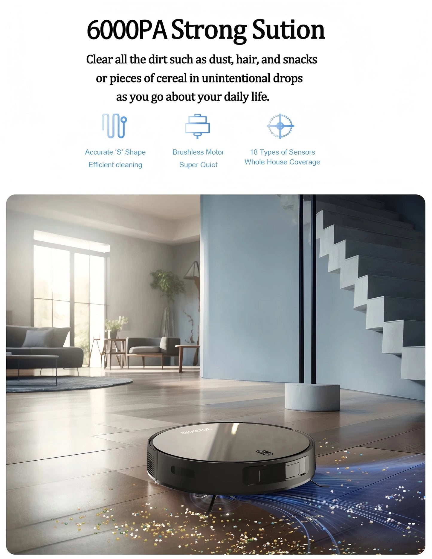 BOAIMORE Robot Vacuum Cleaner Combo and Mop
