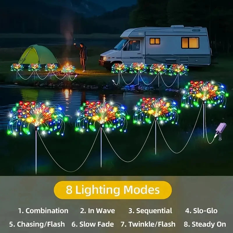 A-Convey Solar LED Fireworks Lights 8 Lighting Modes