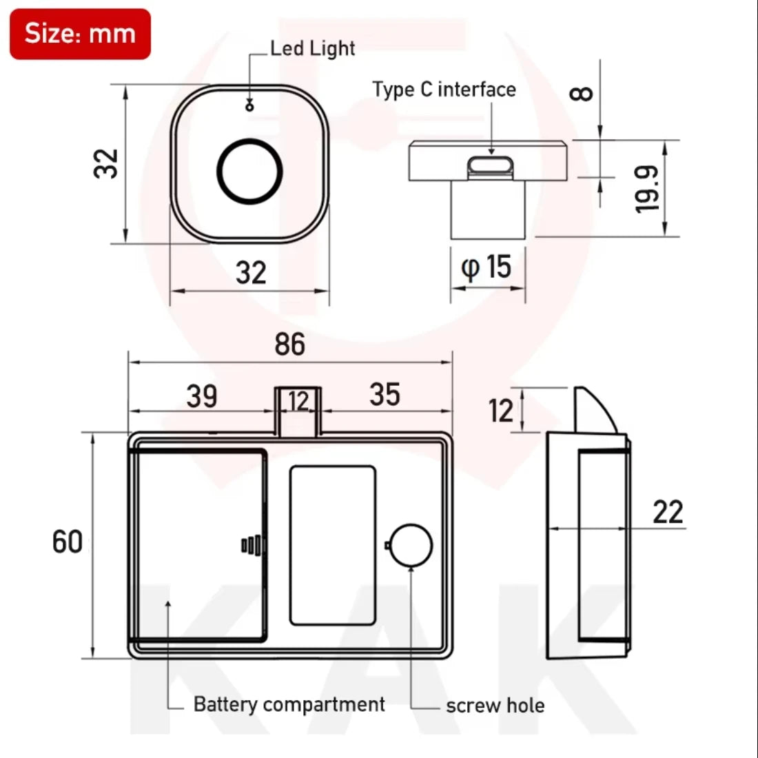 KAK Biometric Fingerprint Lock Black Keyless Cabinet Lock