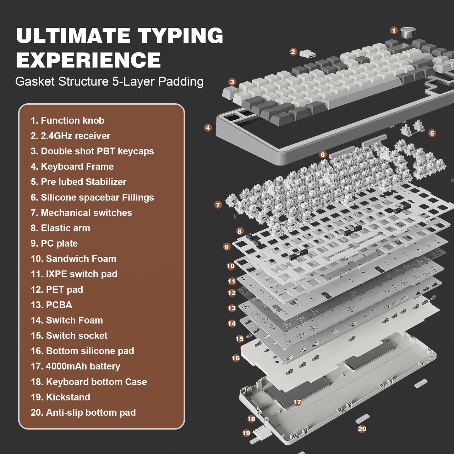 YUNZII B75 PRO 82-Key Wireless Mechanical Gaming Keyboard