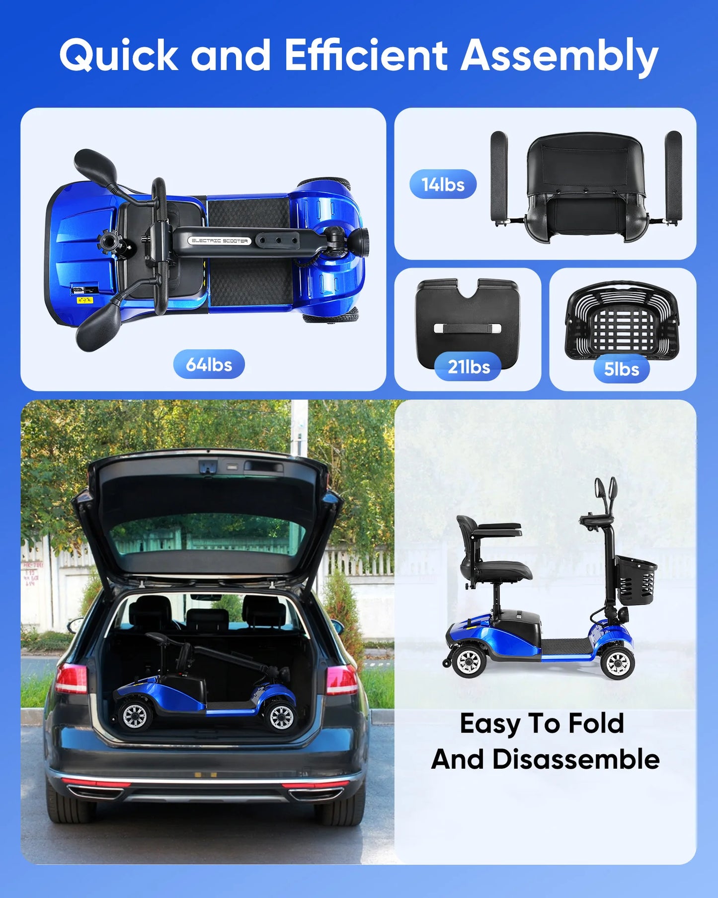 4 Wheel Mobility Scooter Electric Power Mobile Wheelchair