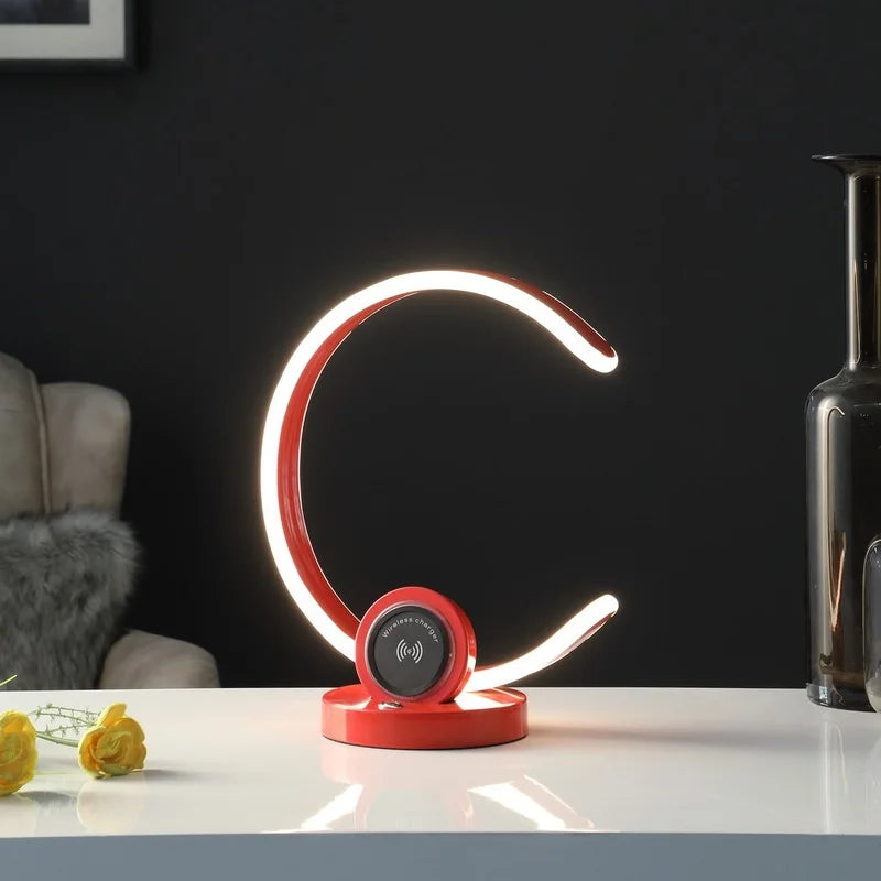 Red Modern C-Shape LED Table Lamp