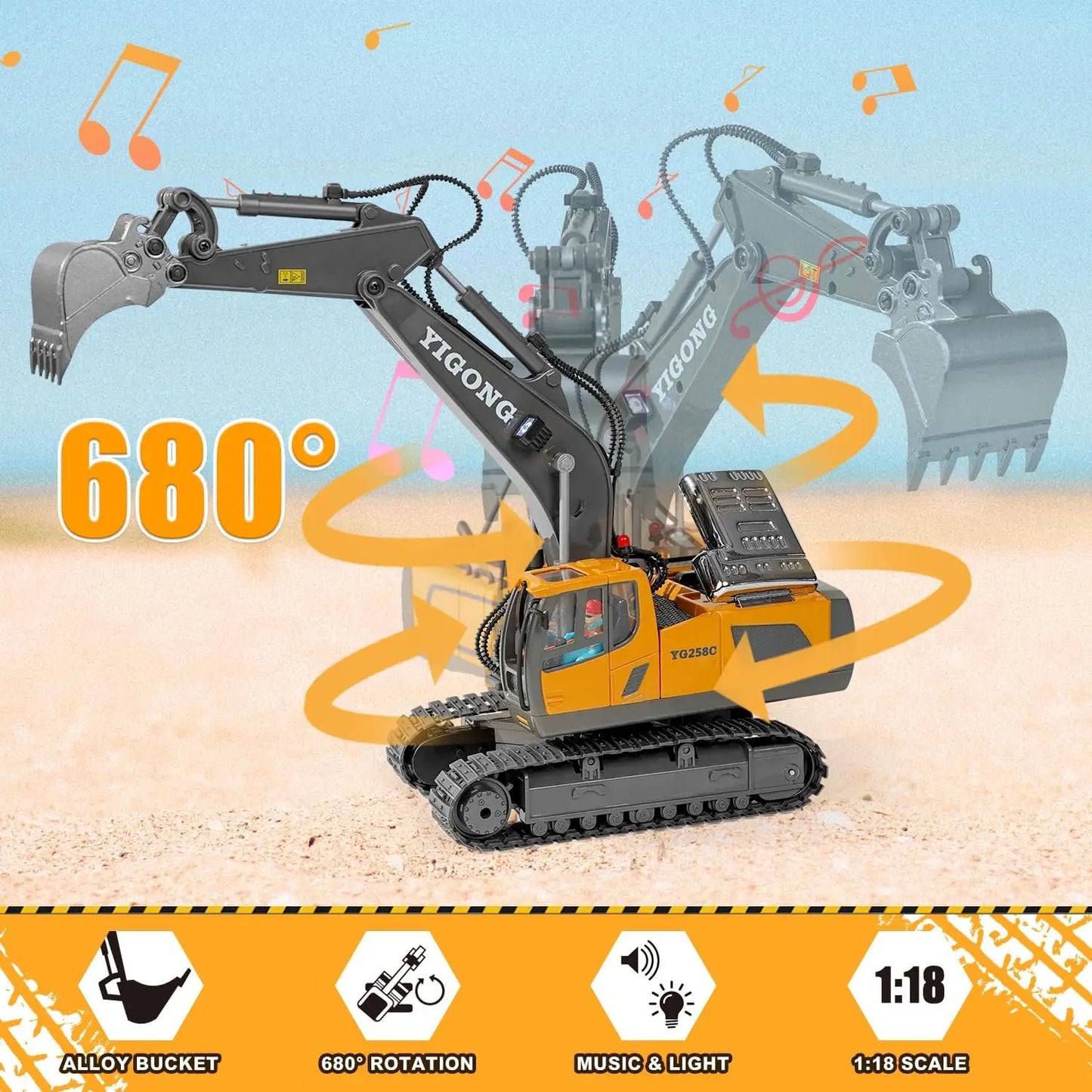 Akeleo 2.4G 11Channel Remote Control Excavator