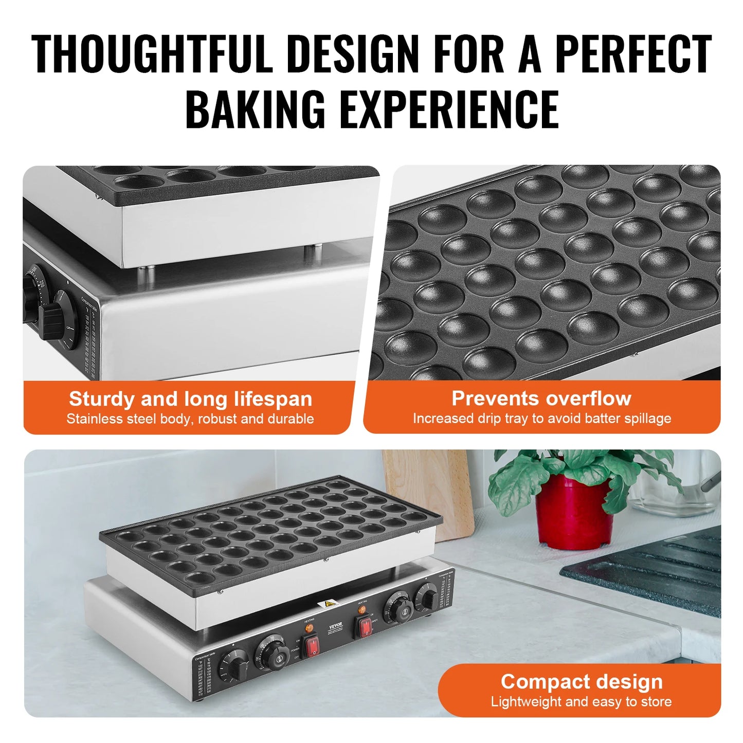 SucceBuy 50Pcs Mini Dutch Pancake Maker, Waffle Maker