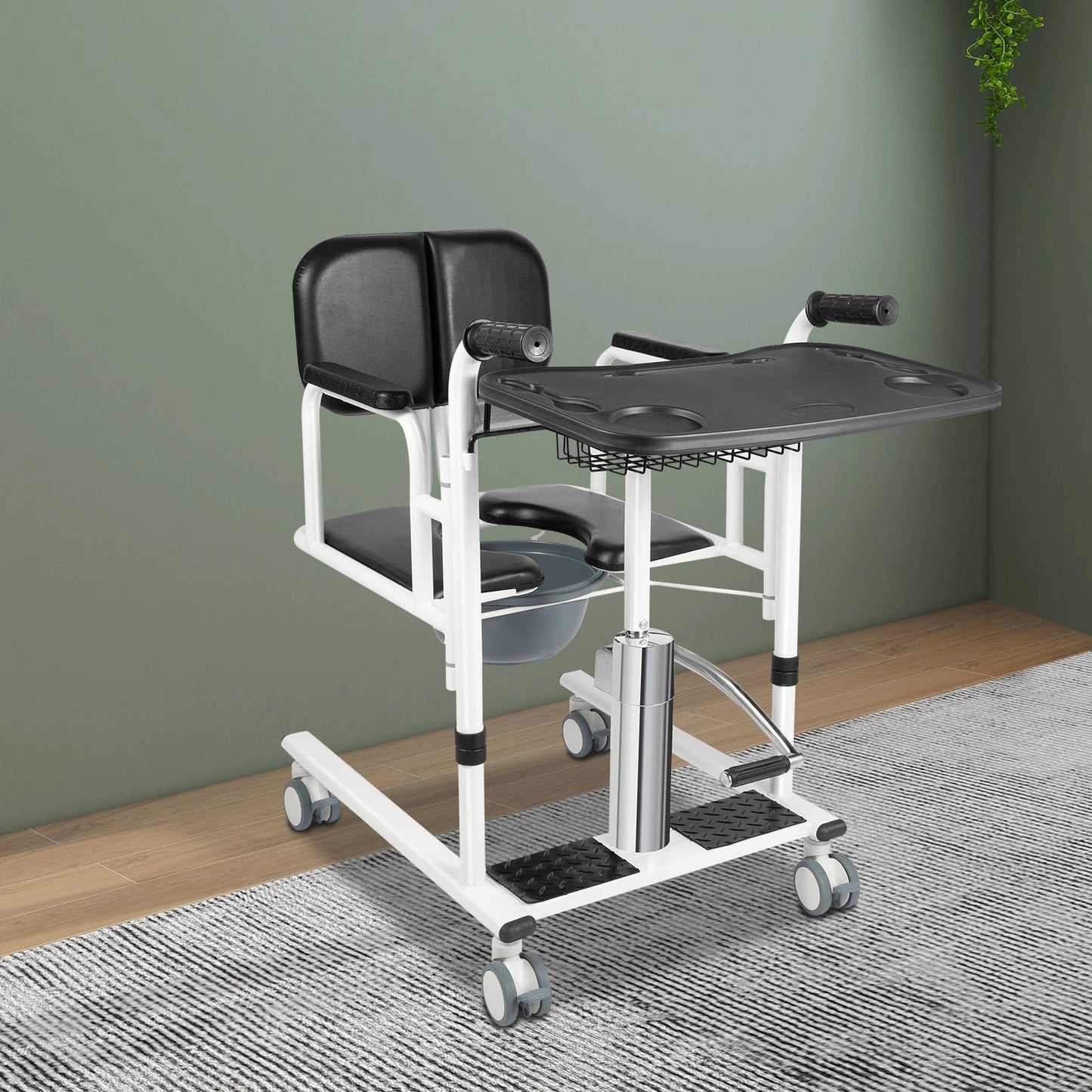 Hydraulic Patient Lift Portable Home Seamless Steel Transport Wheelchair