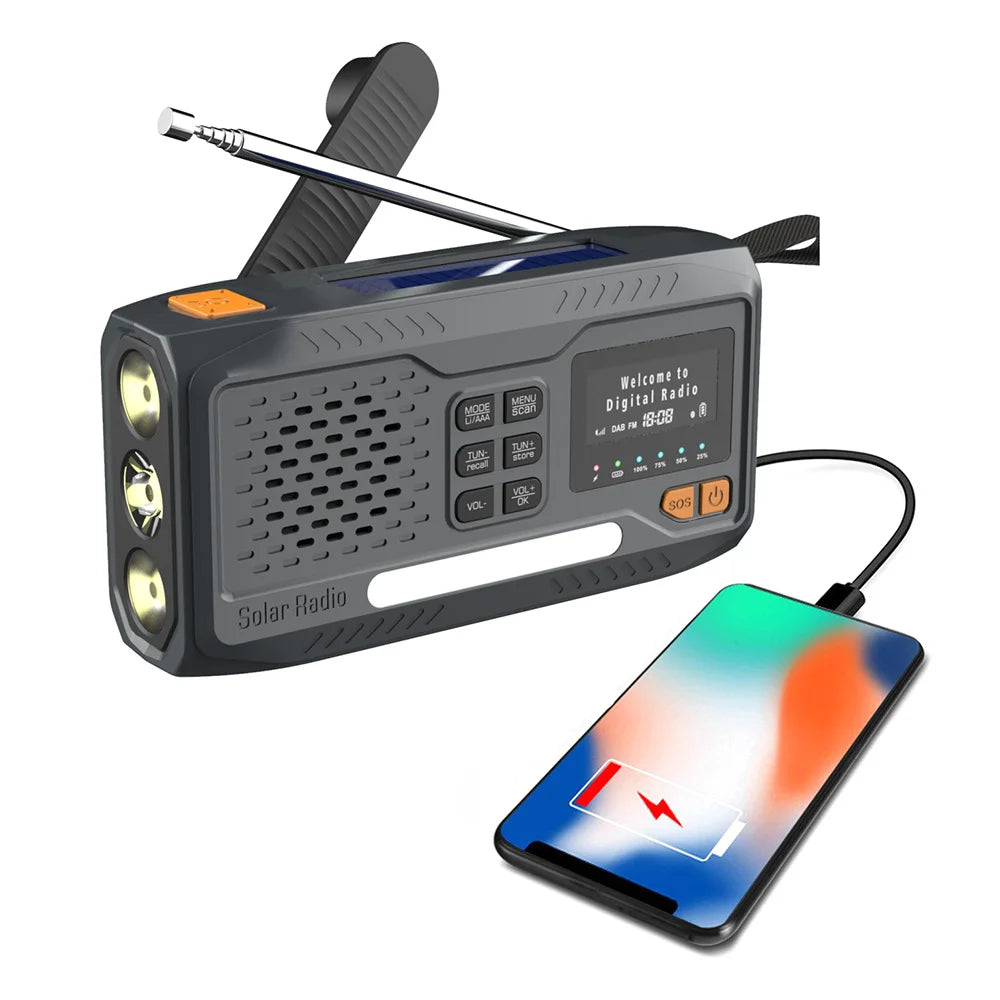 Travor Portable DAB/FM Radio Solar Powered Hand Crank