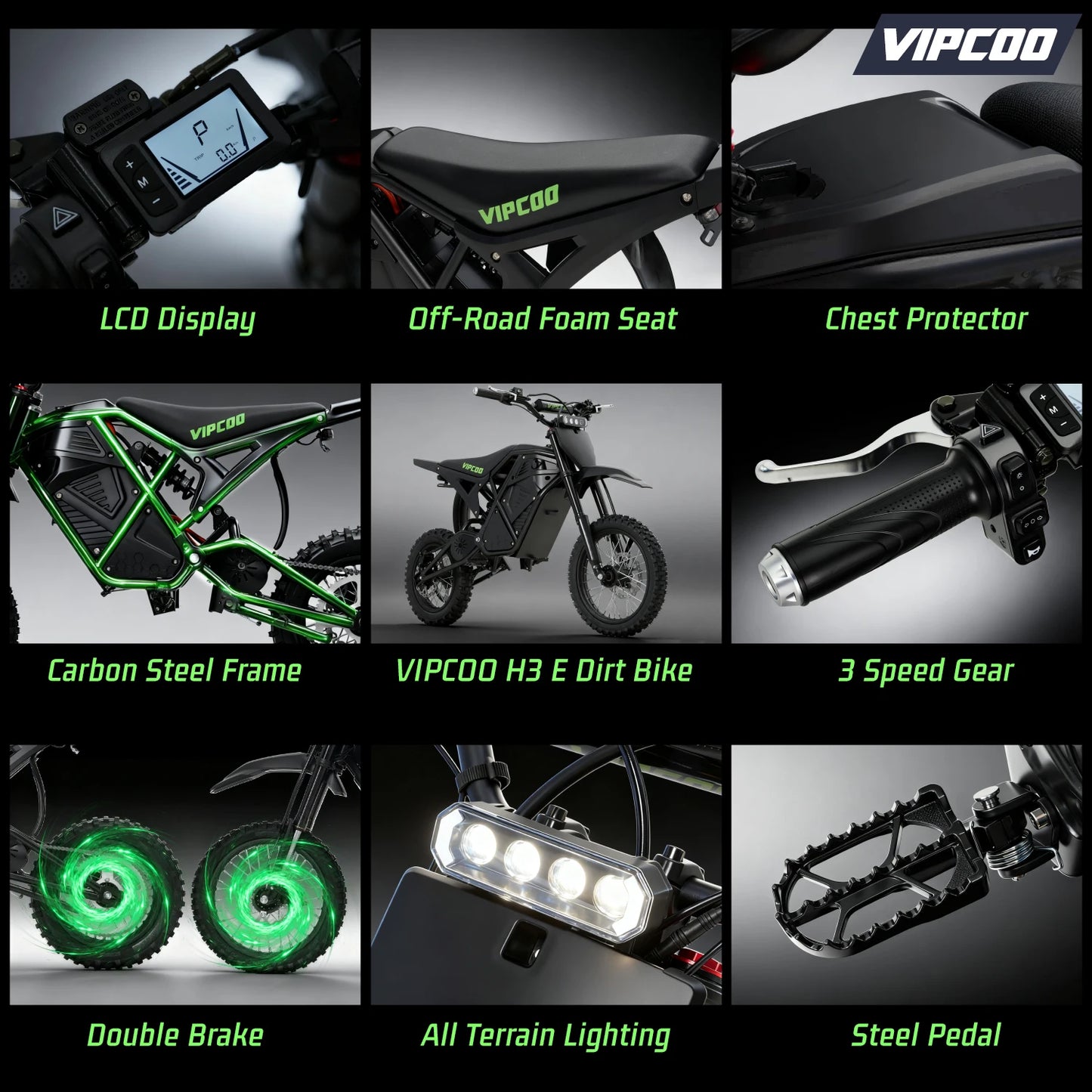 VIPCOO Electric Dirt Bike VIPCOO 3500W 48V23AH Electric Motorcycle