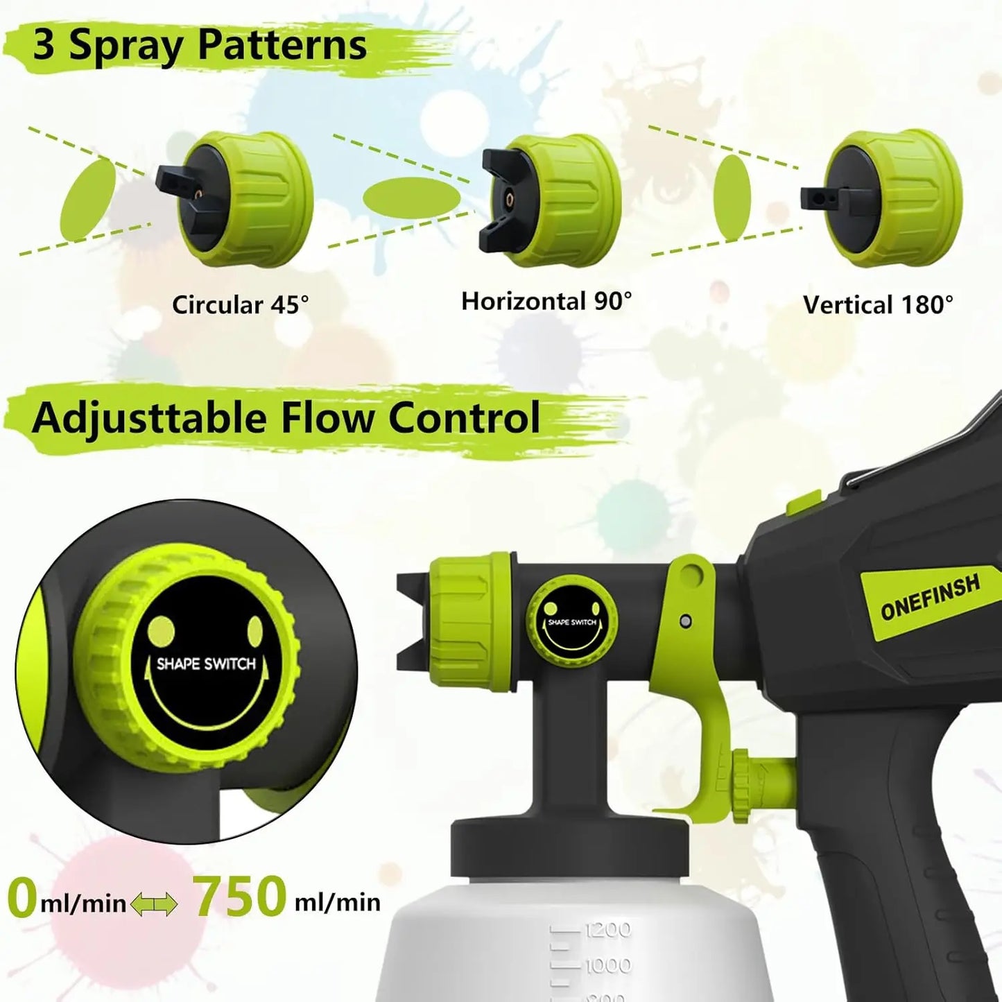 ONEFINSH Cordless Paint Sprayer with HVLP