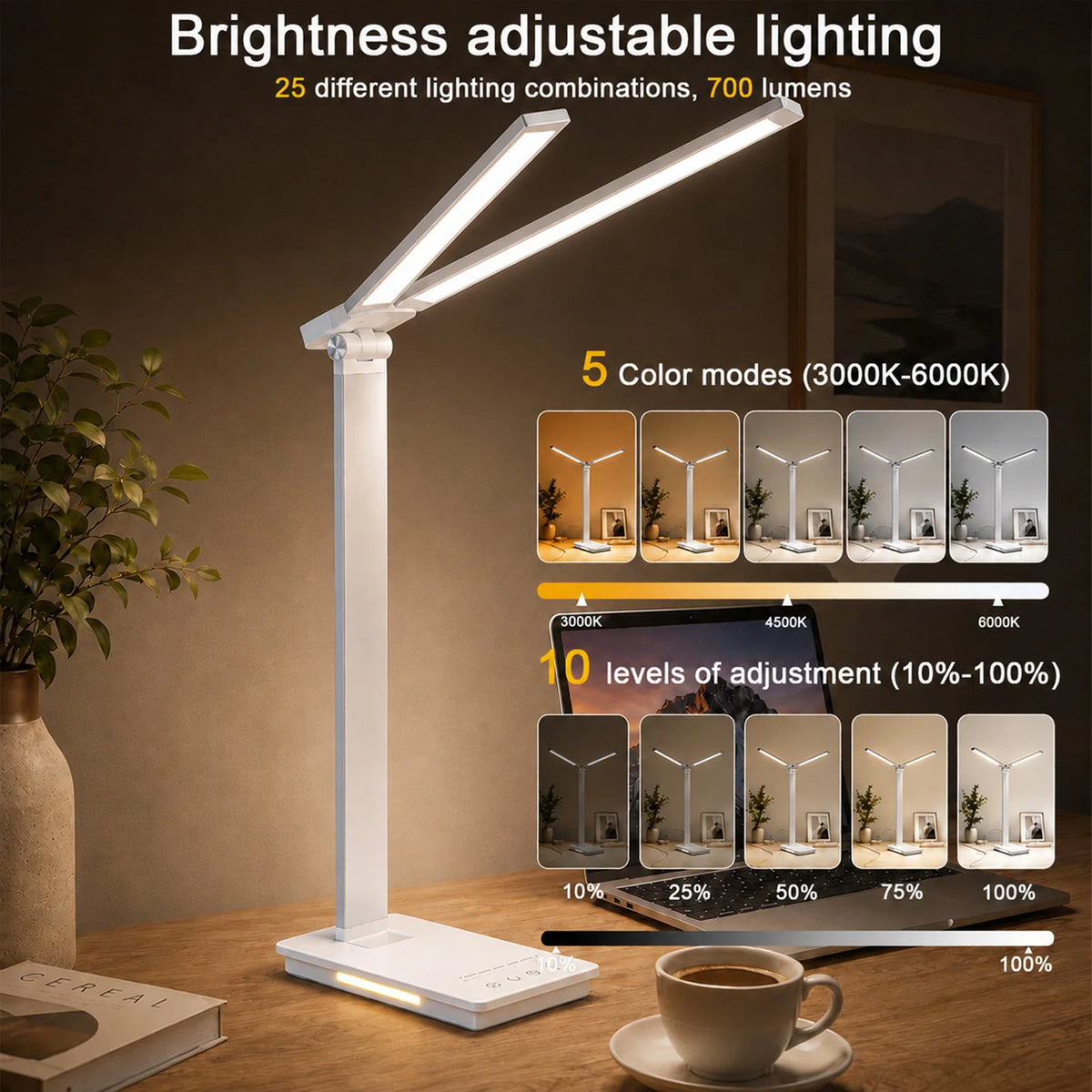 DUMILOO Double Head LED Desk Lamp