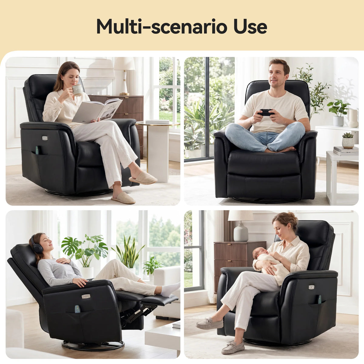 KERDOM PU Leather Power Lift Recliner Chair for Adults
