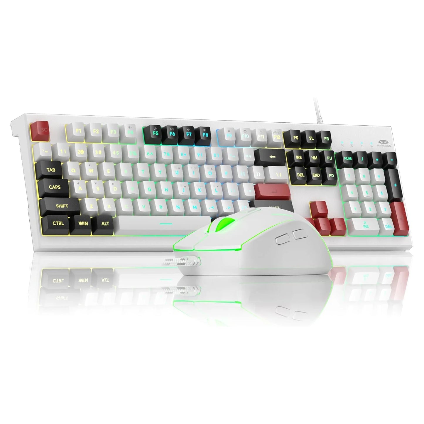 MageGee Creamy Keyboards,K2 Classic Keyboard Wired RGB Backlit 104 Keys Waterproof Ergonomic Keyboard, PC Keyboards for PC/laptop