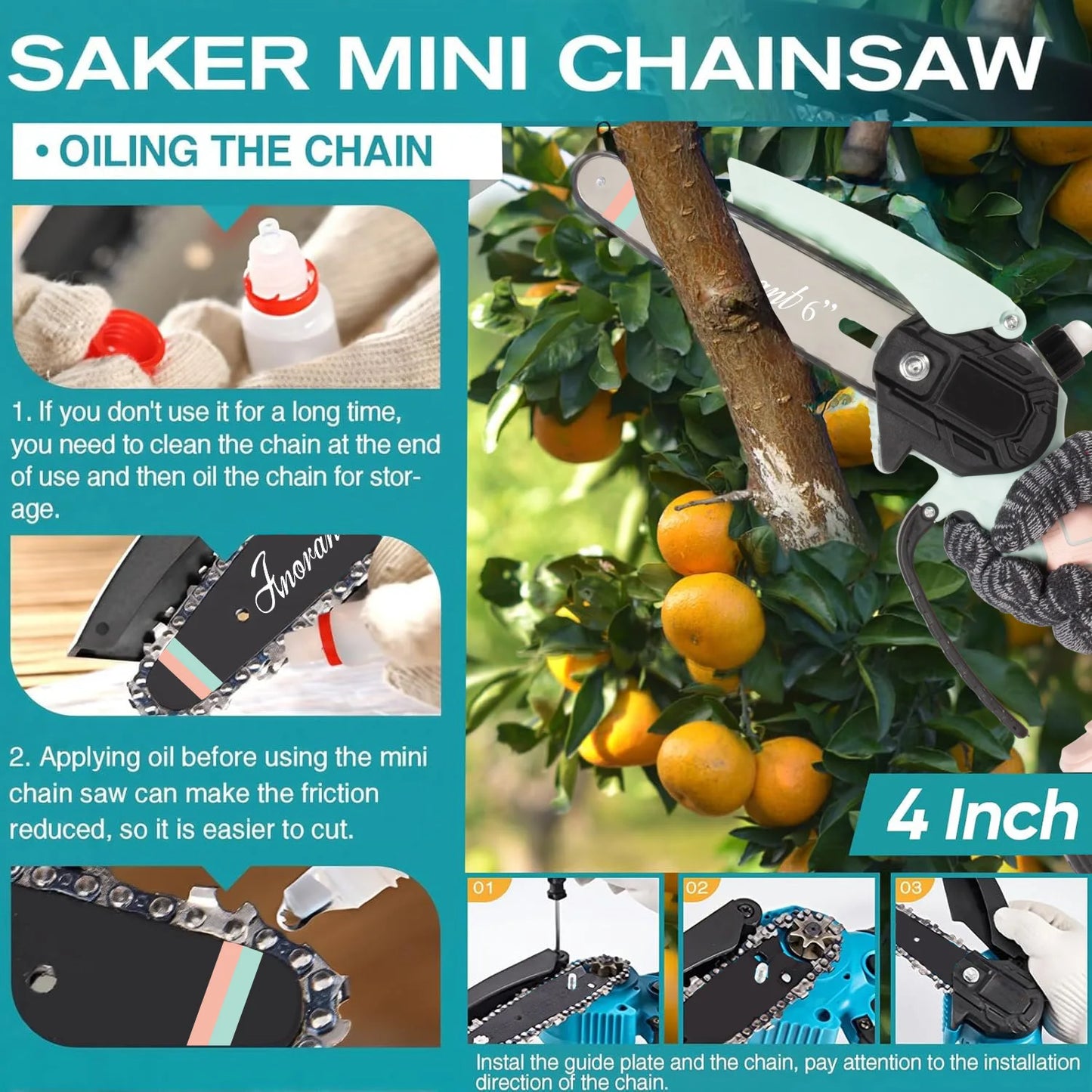 INORANT Mini Chainsaw Cordless Electric Chain Saws