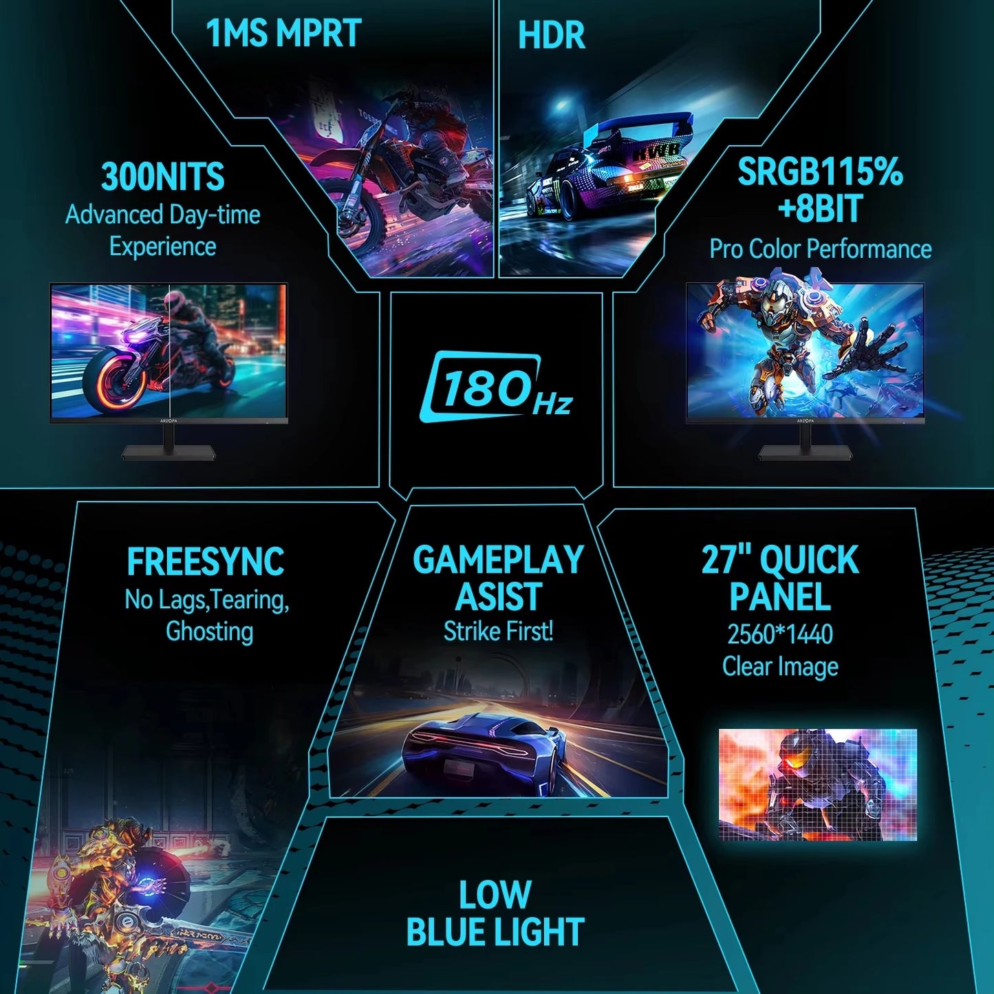 New ARZOPA 27" Monitor 180hz Gaming Monitor