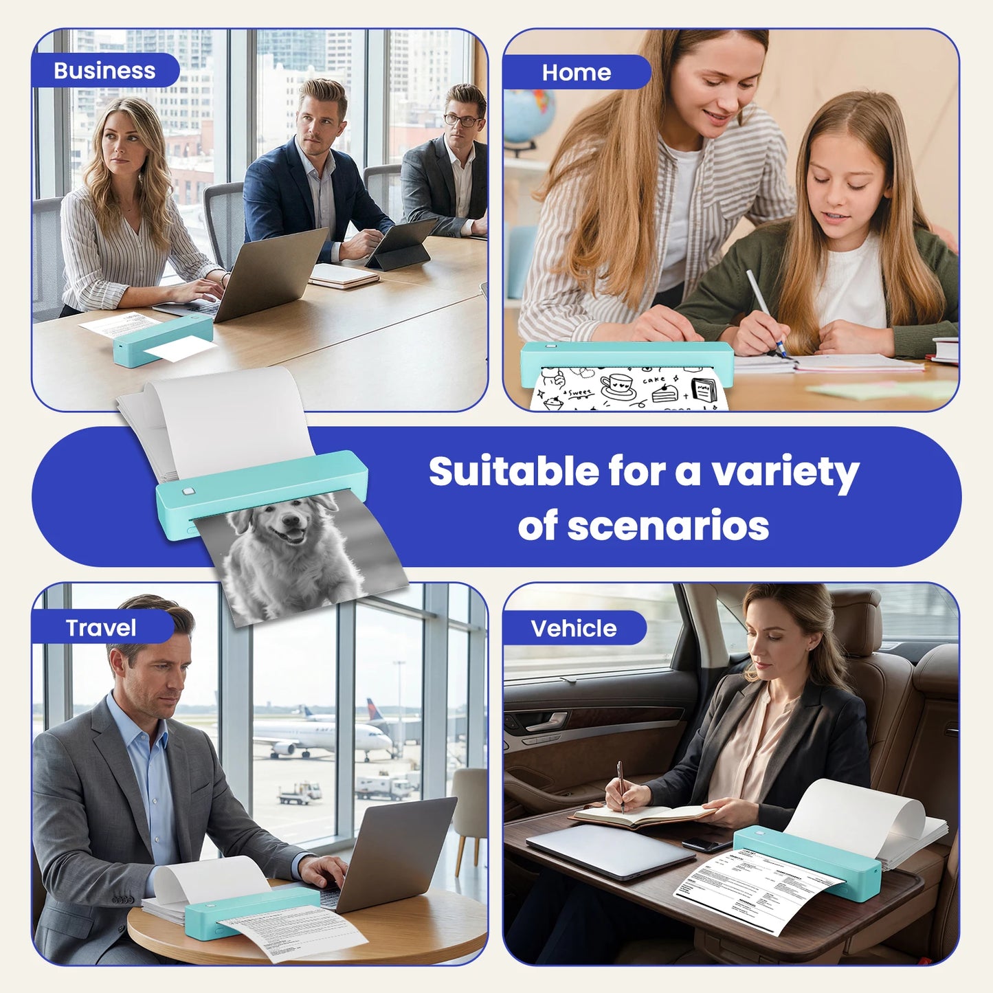 A4 Thermal Printer Portable Bluetooth Business