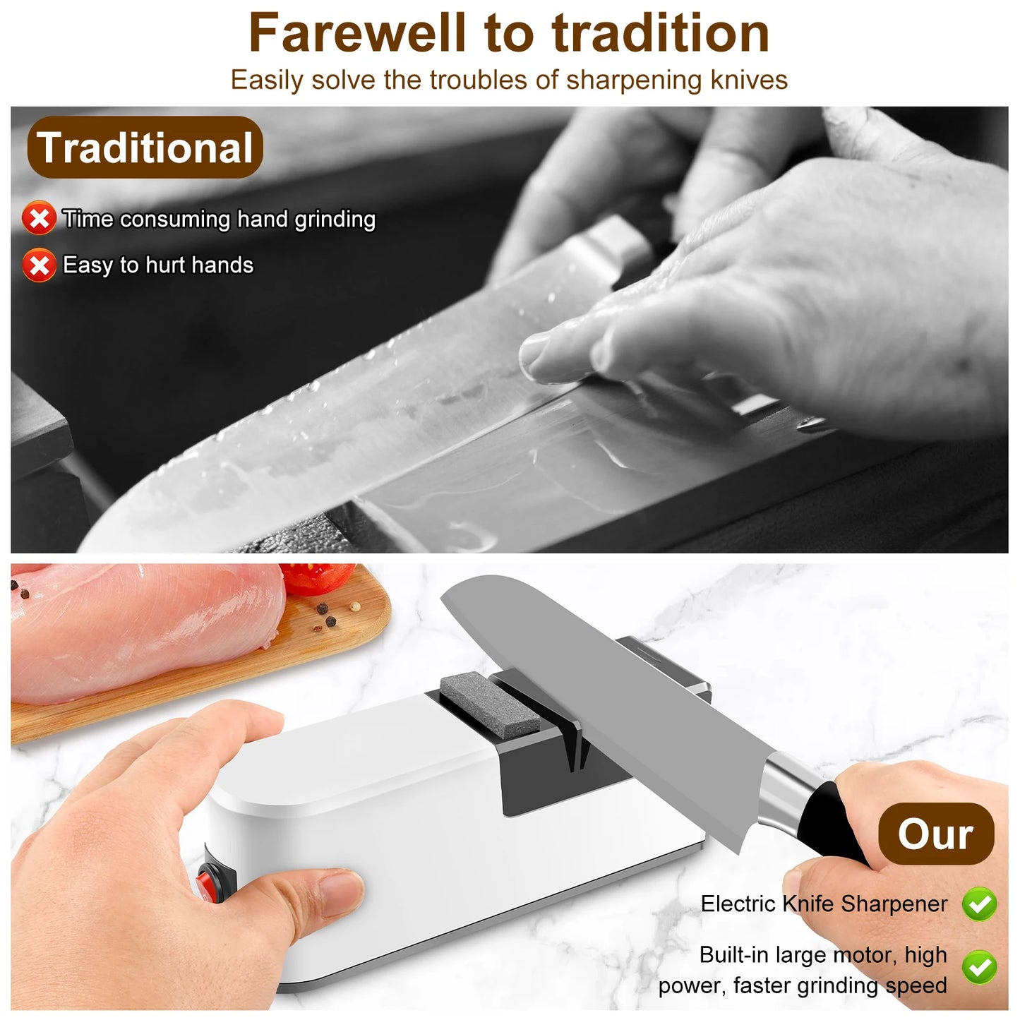 2Pc Electric Knife sharpener professional blade Eco-Friendly