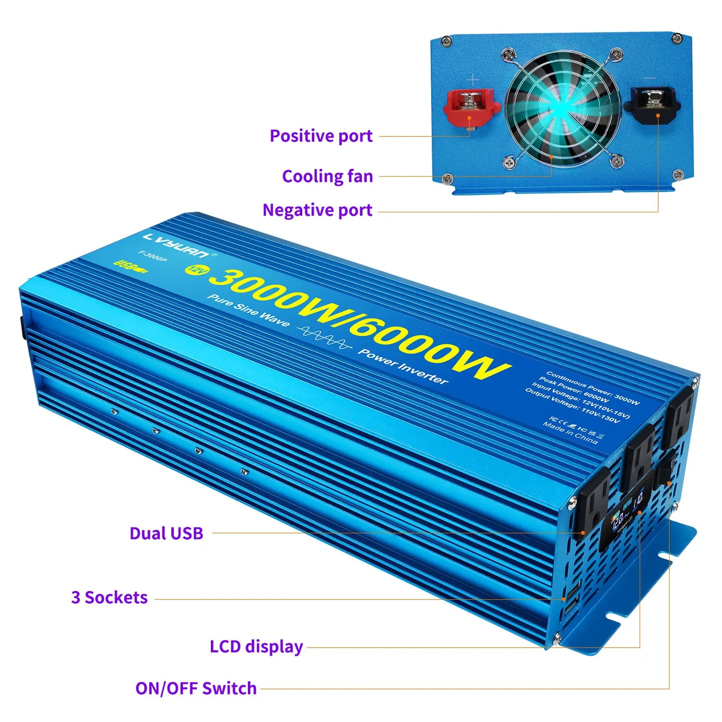 Foval 3000W 4000W 5000W 6000W Pure Sine Wave Inverter