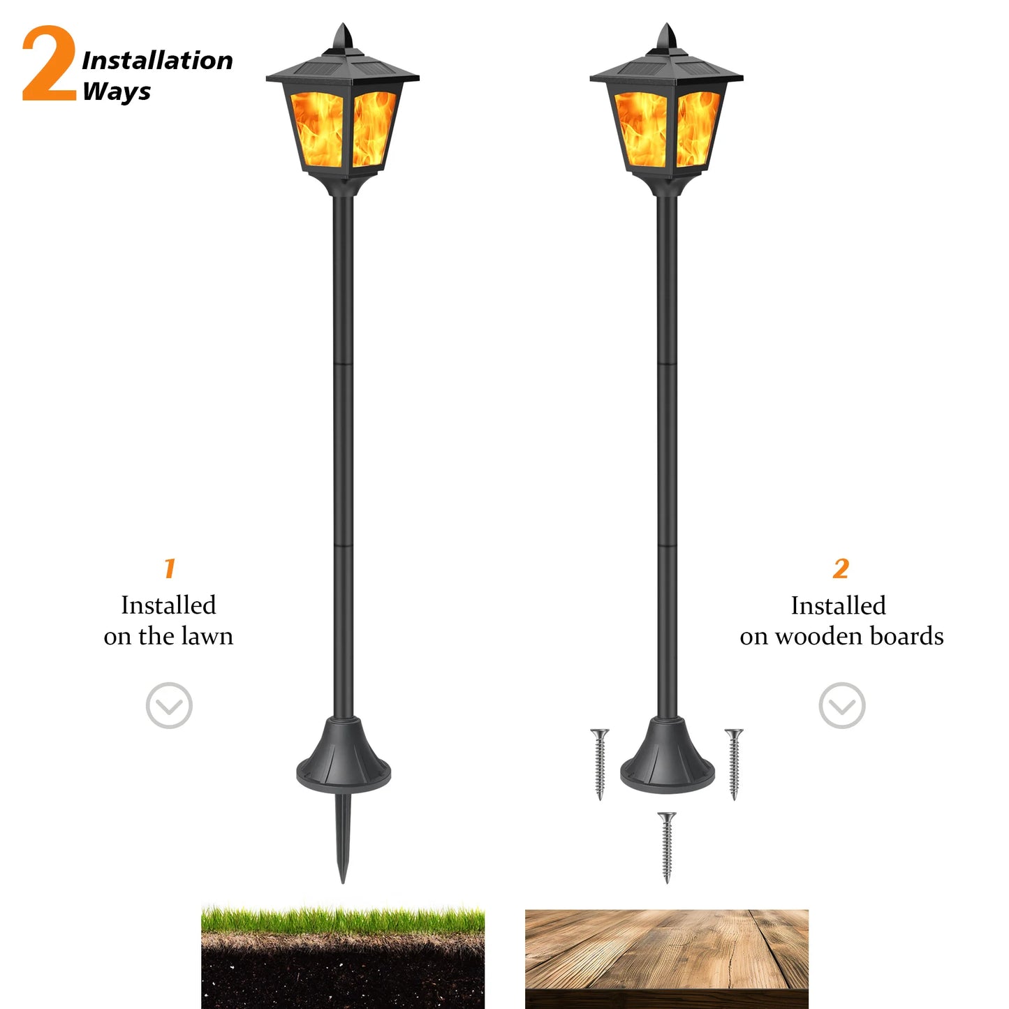 2 pack 40 Inches Mini Solar Torches Flame, Solar Torch Lights