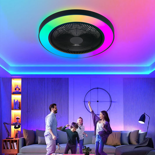 ARLGSITE 19" LED Ceiling Fan Light Smart RGB Lights