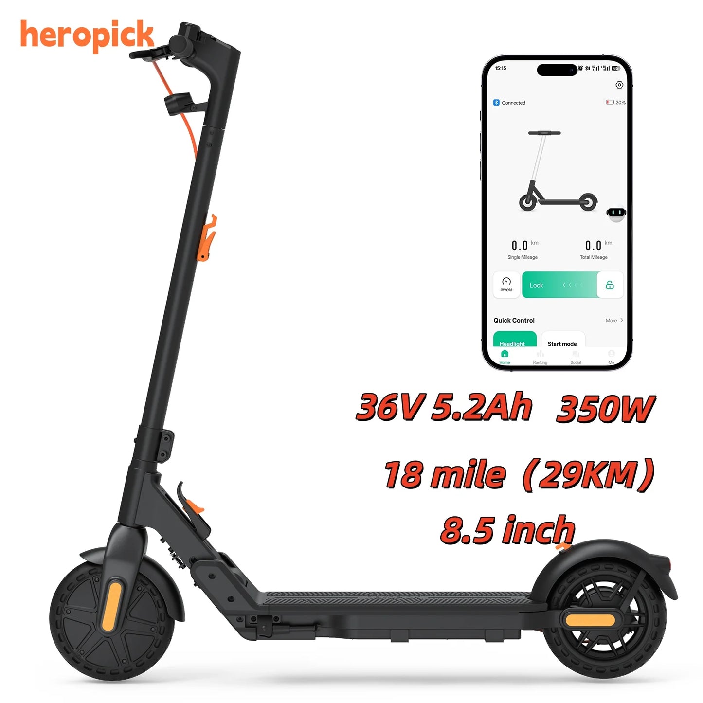 HeroPick C8 Adult Electric Scooter 350W 19mph