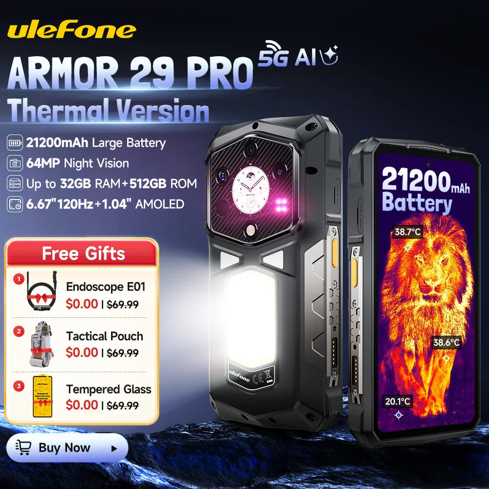 Ulefone Armor 29 Pro Thermal Version 5G AI Rugged Phone