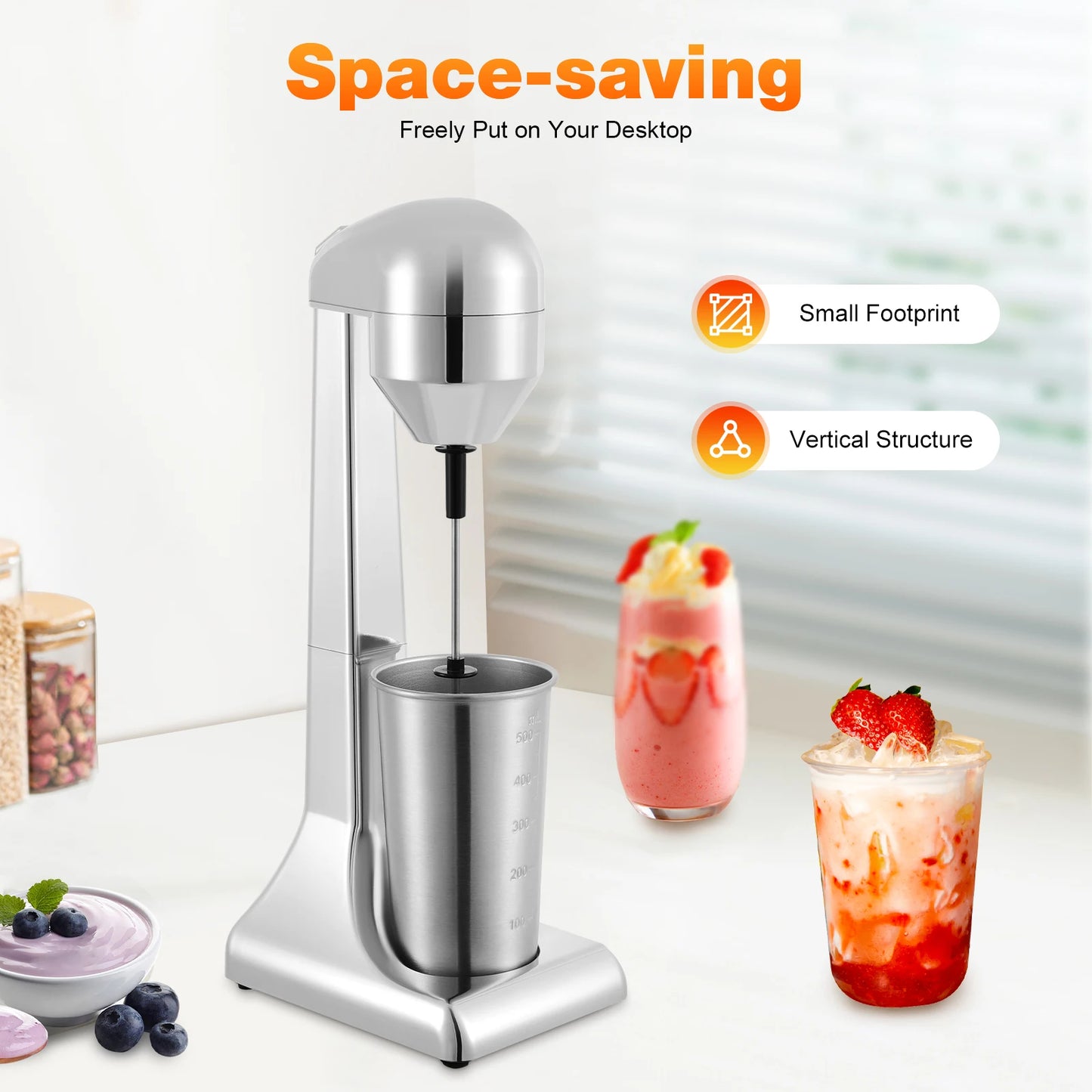 500ml Milkshake Maker for Home, Electric Milk Shake