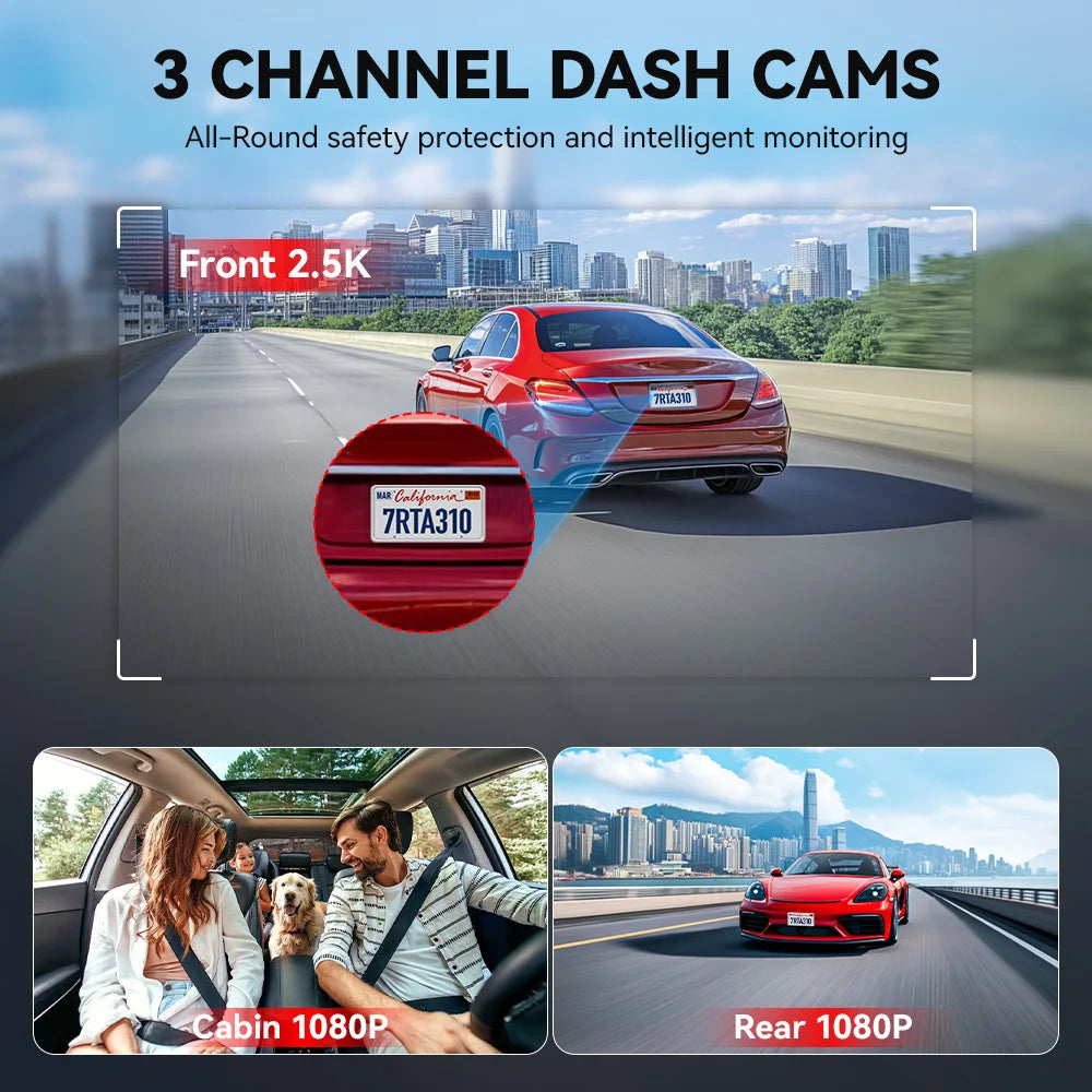 REDTIGER A3  3 Cameras Front/Cabin/Rear Cam