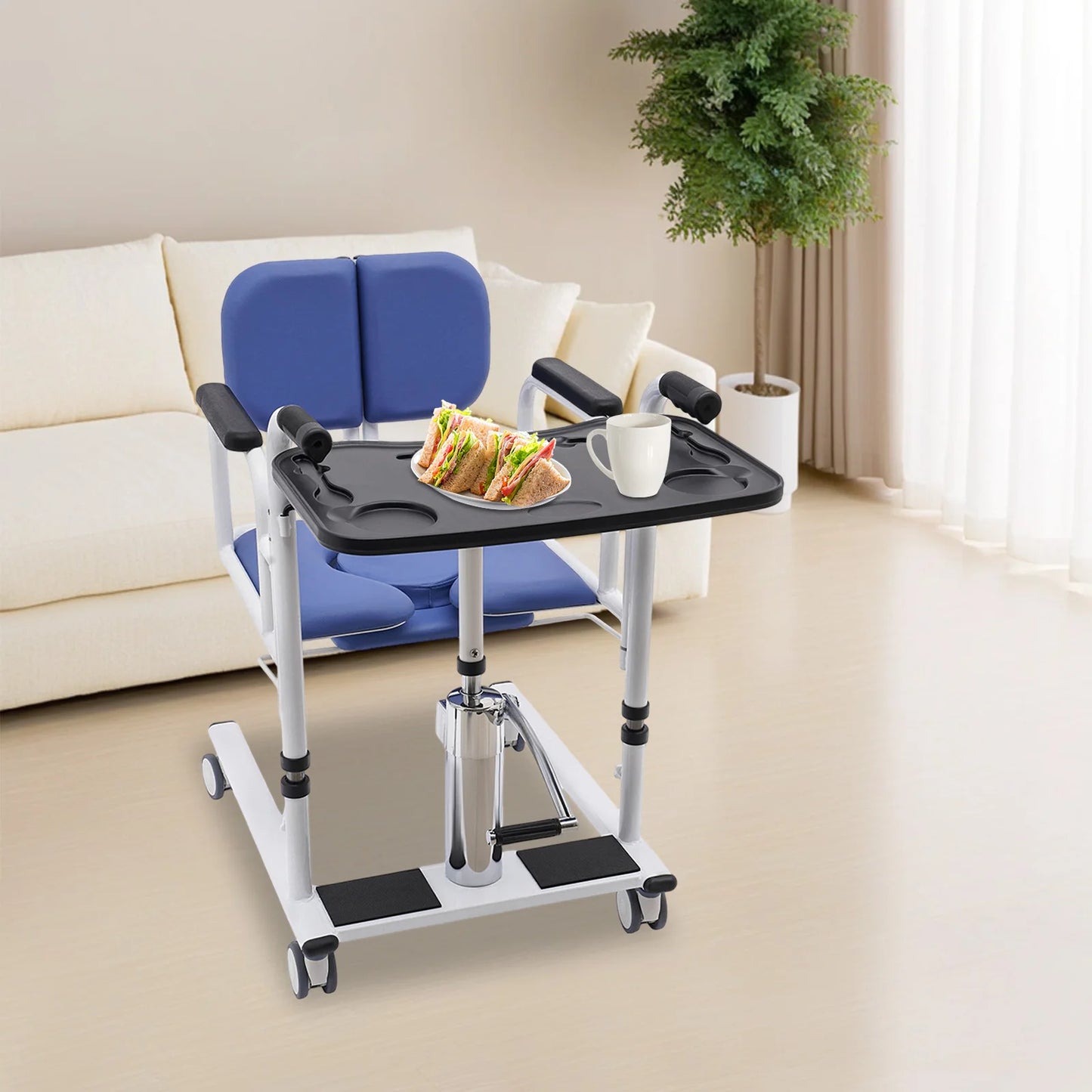 Hydraulic Patient Lift Portable Home Seamless Steel Transport Wheelchair
