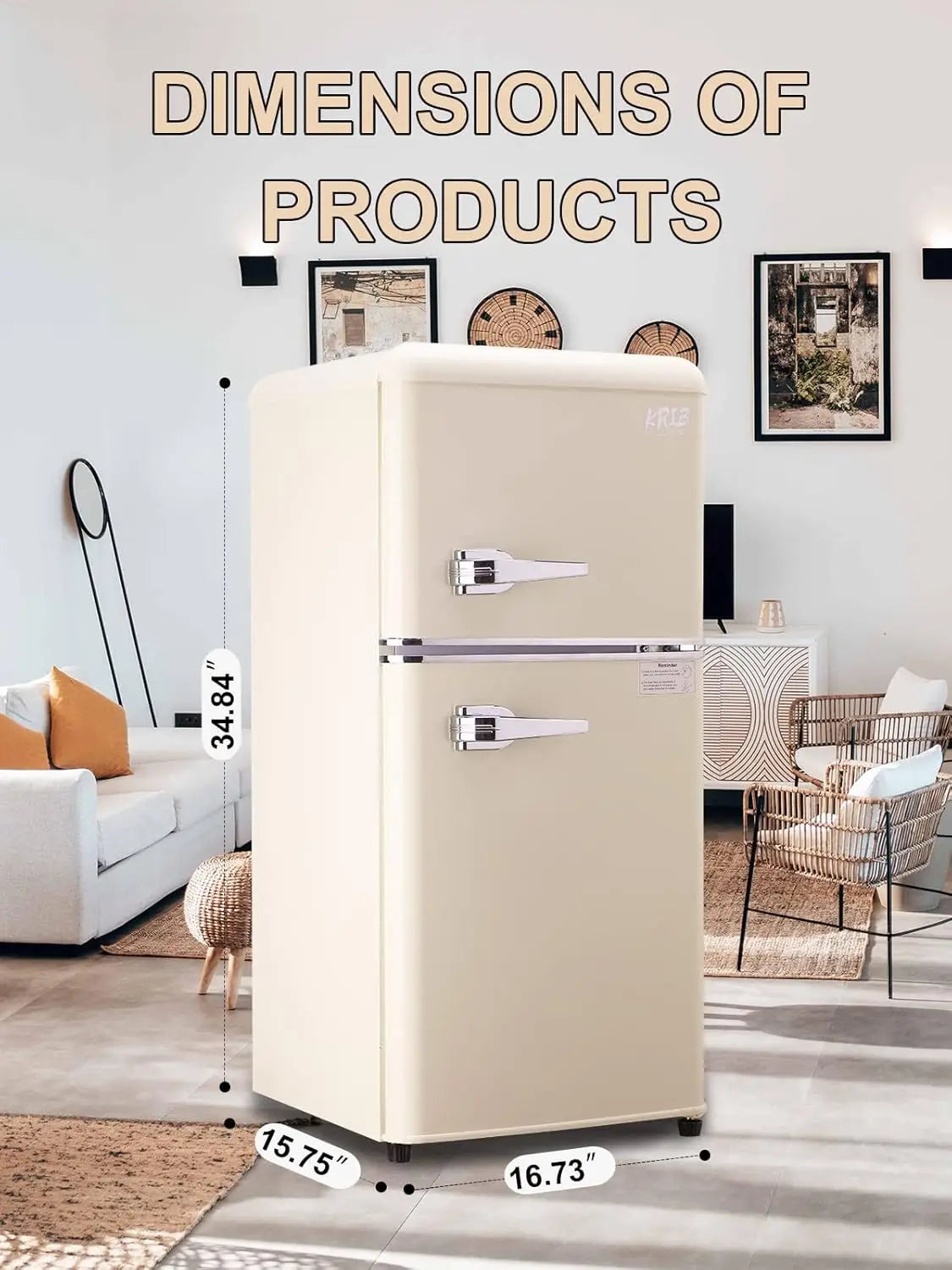 KRIB BLING 3.2 Cu.ft Compact Refrigerator, Mini Fridge with Freezer