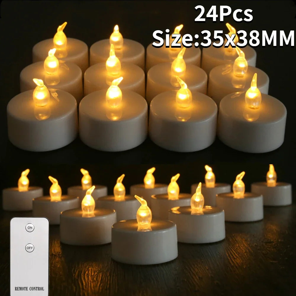Yeahmart 12/24Pcs Flickering LED Candles Electric Flameless