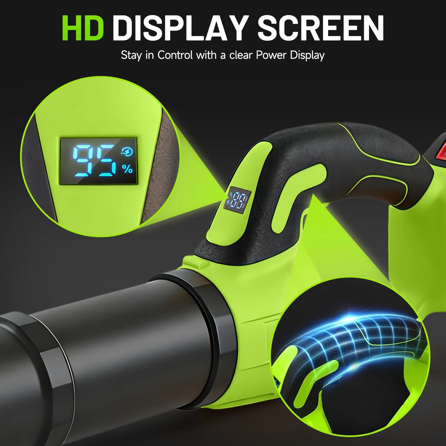 580CFM Cordless Leaf Blower Handheld 180MPH 30000 RPM