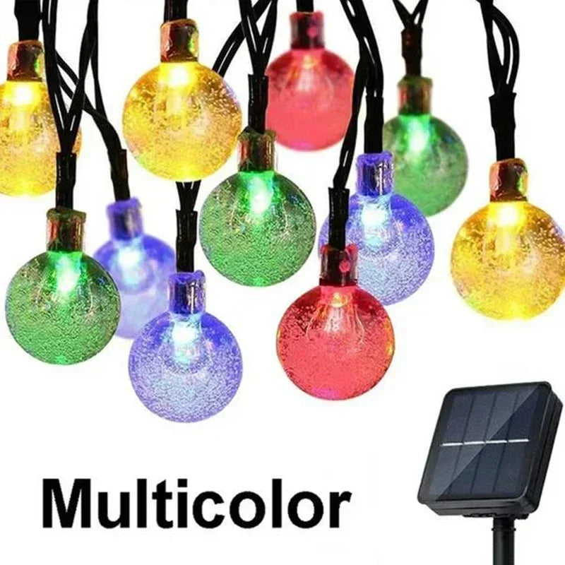 Solar String Lights Outdoor, Crystal Fairy Light, Christmas Garland