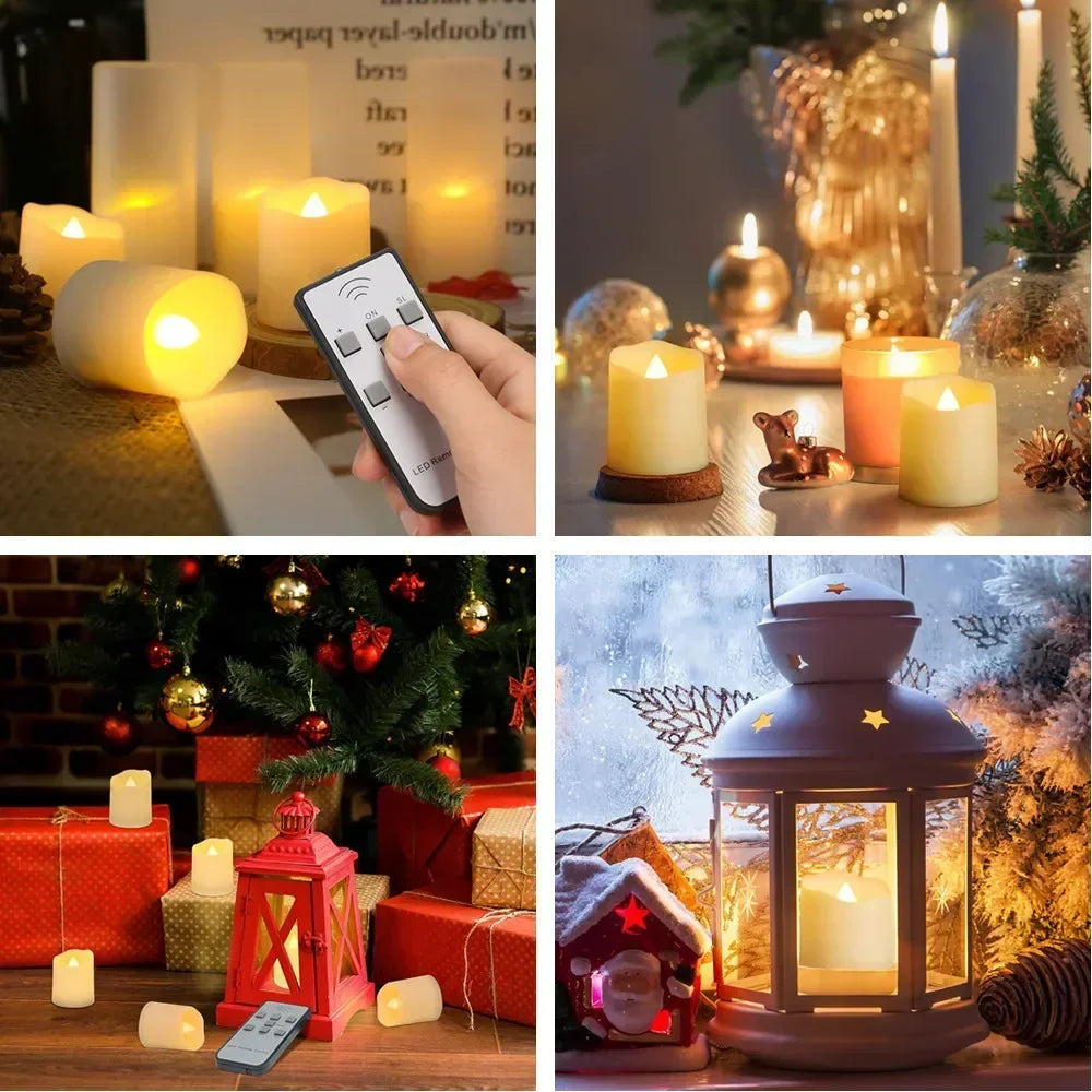 6Pcs/Set Rechargeable, LED Candle, Timer Remote, Flickering Flames