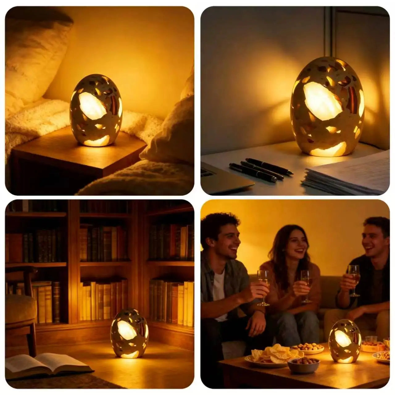 Marble Lamp Night Light, Touch Bedside Table Lamp