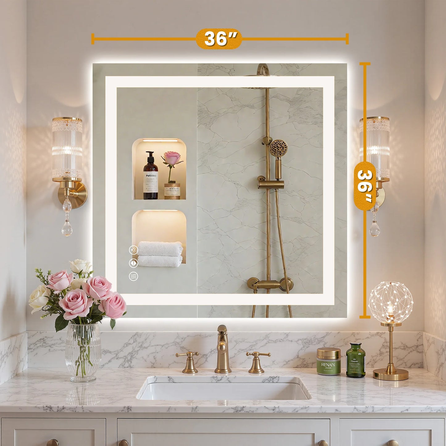 JHK LED Bathroom Vanity Mirror for Wall Memory Function