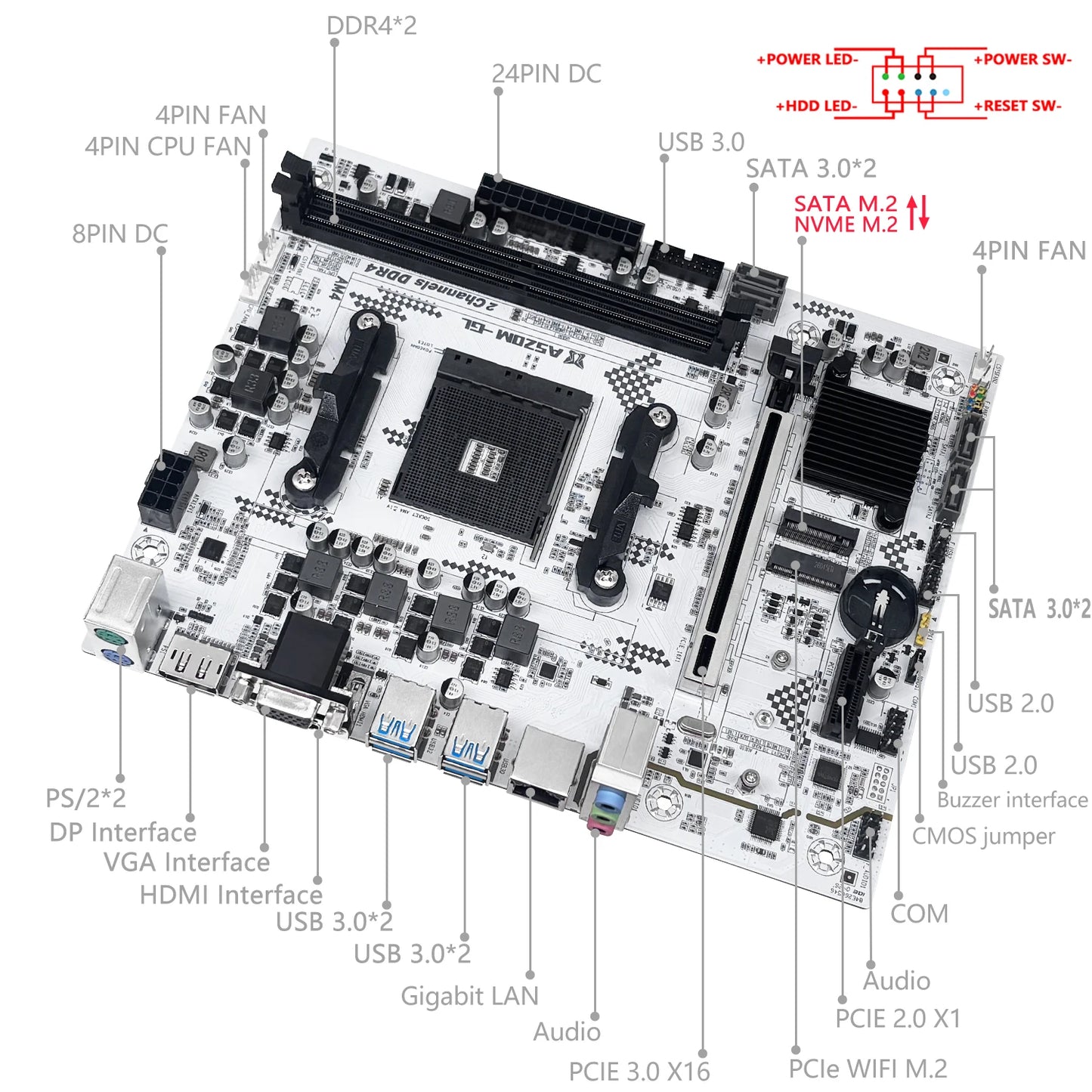New MACHINIST A520M-GL AM4 Motherboard Micro ATX AMD