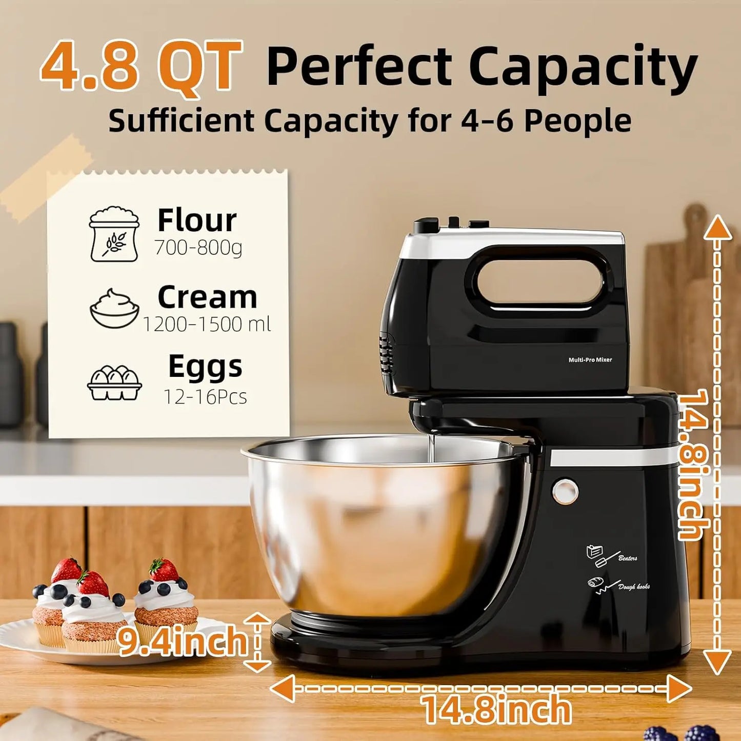 Multi Pro Mixer Stand Mixer 2-IN-1 Electric Kitchen Mixer