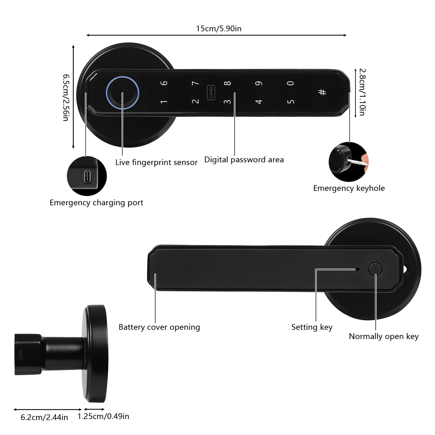 Smart Door Handle Lock Fingerprint Password