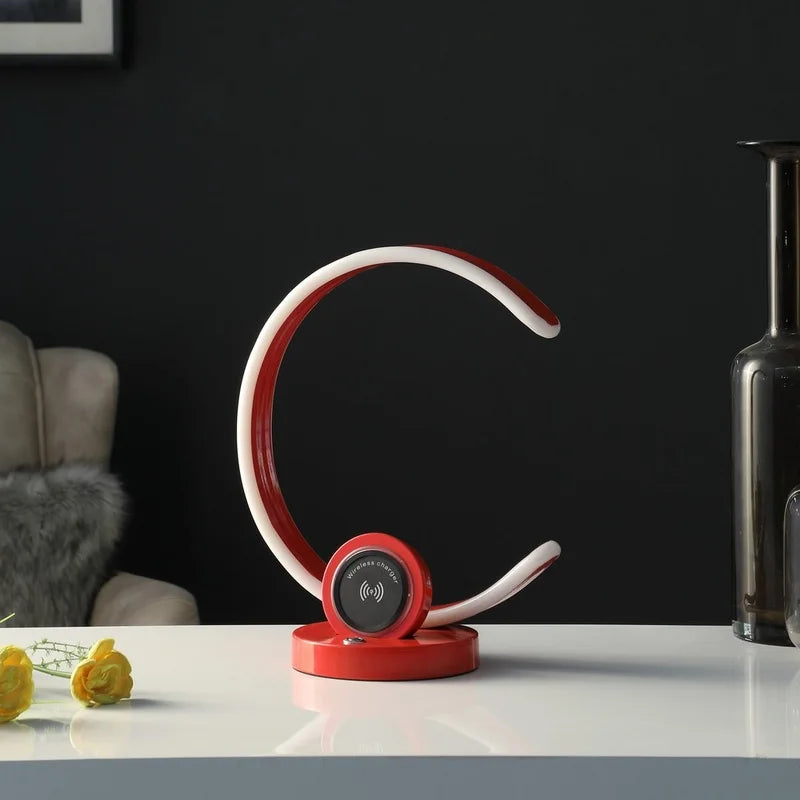 Red Modern C-Shape LED Table Lamp