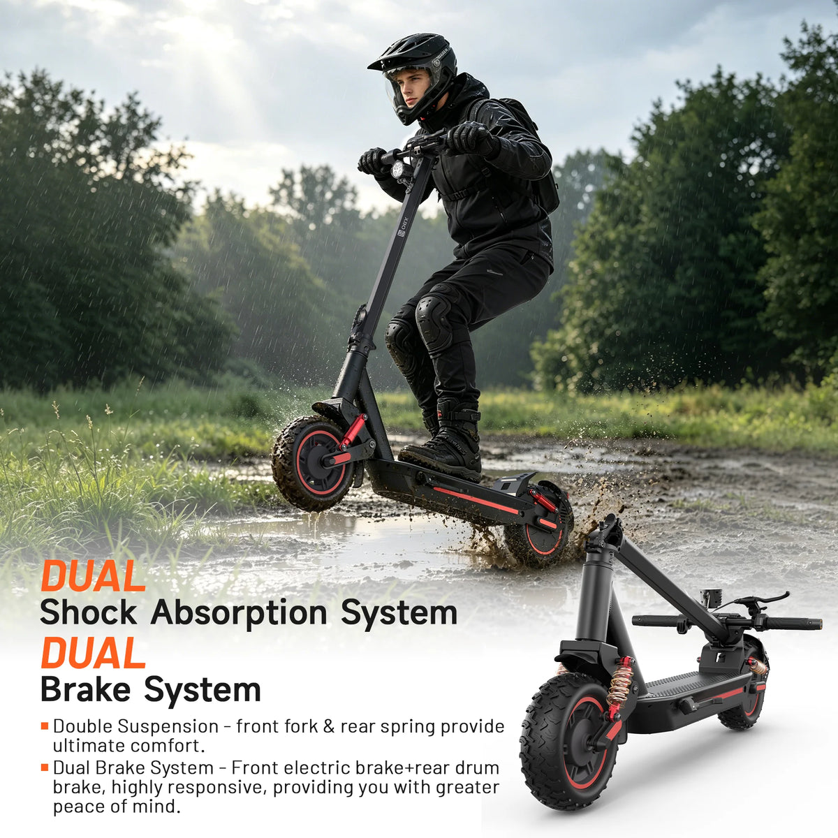 OBX 1200W Electric Scooter 10 Inch Folding E Scooter