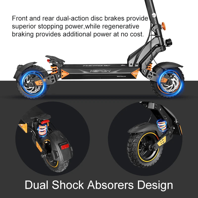 KEPOW D3 Electric Scooter 52V 20.8Ah Battery 1200W Peak Motor