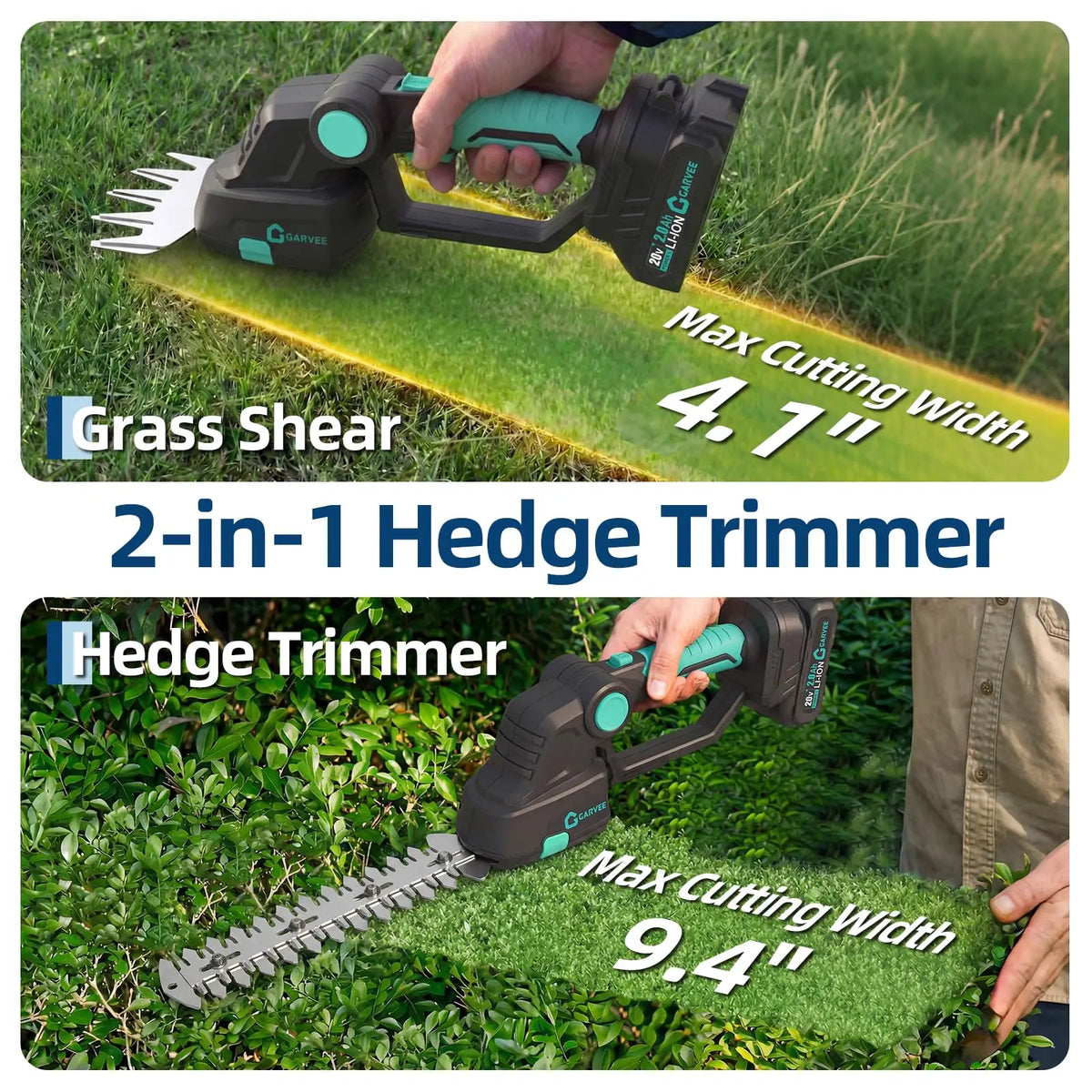 HiMISS 2-in-1 Cordless Grass Shear Hedge Trimmer