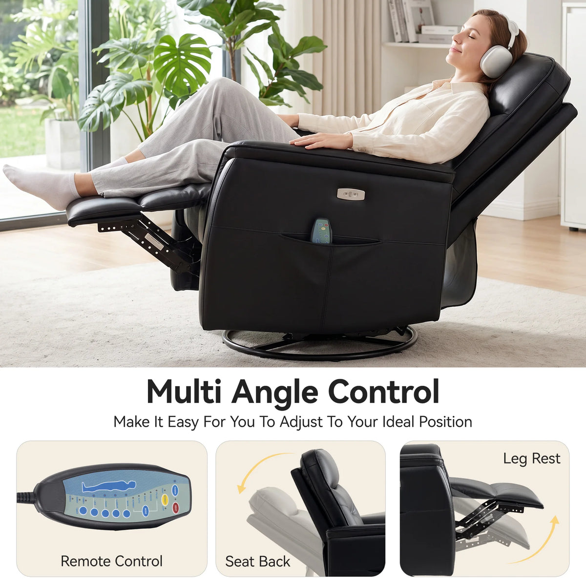 KERDOM PU Leather Power Lift Recliner Chair for Adults