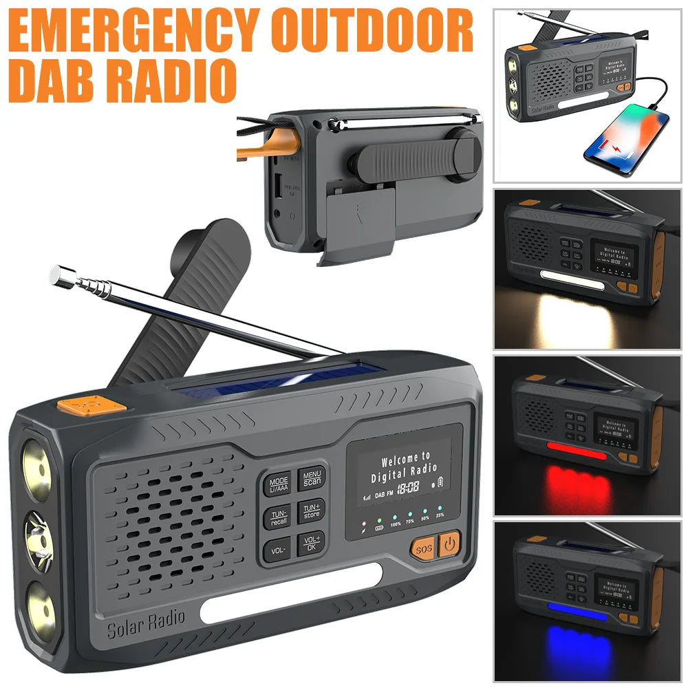 Travor Portable DAB/FM Radio Solar Powered Hand Crank