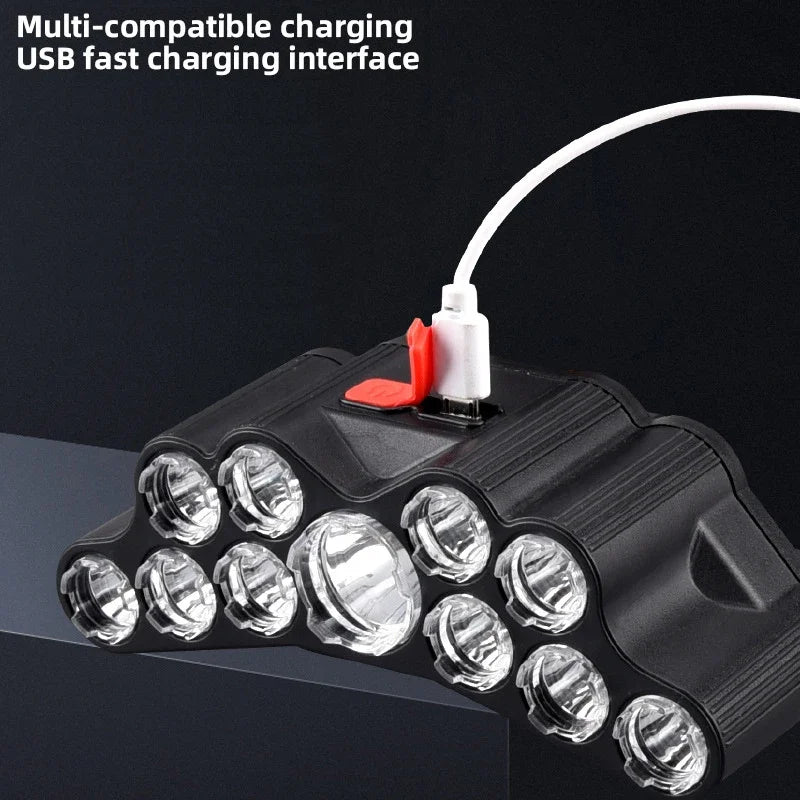11 LED Headlamp Strong Light Head Lamp Type-C Rechargeable