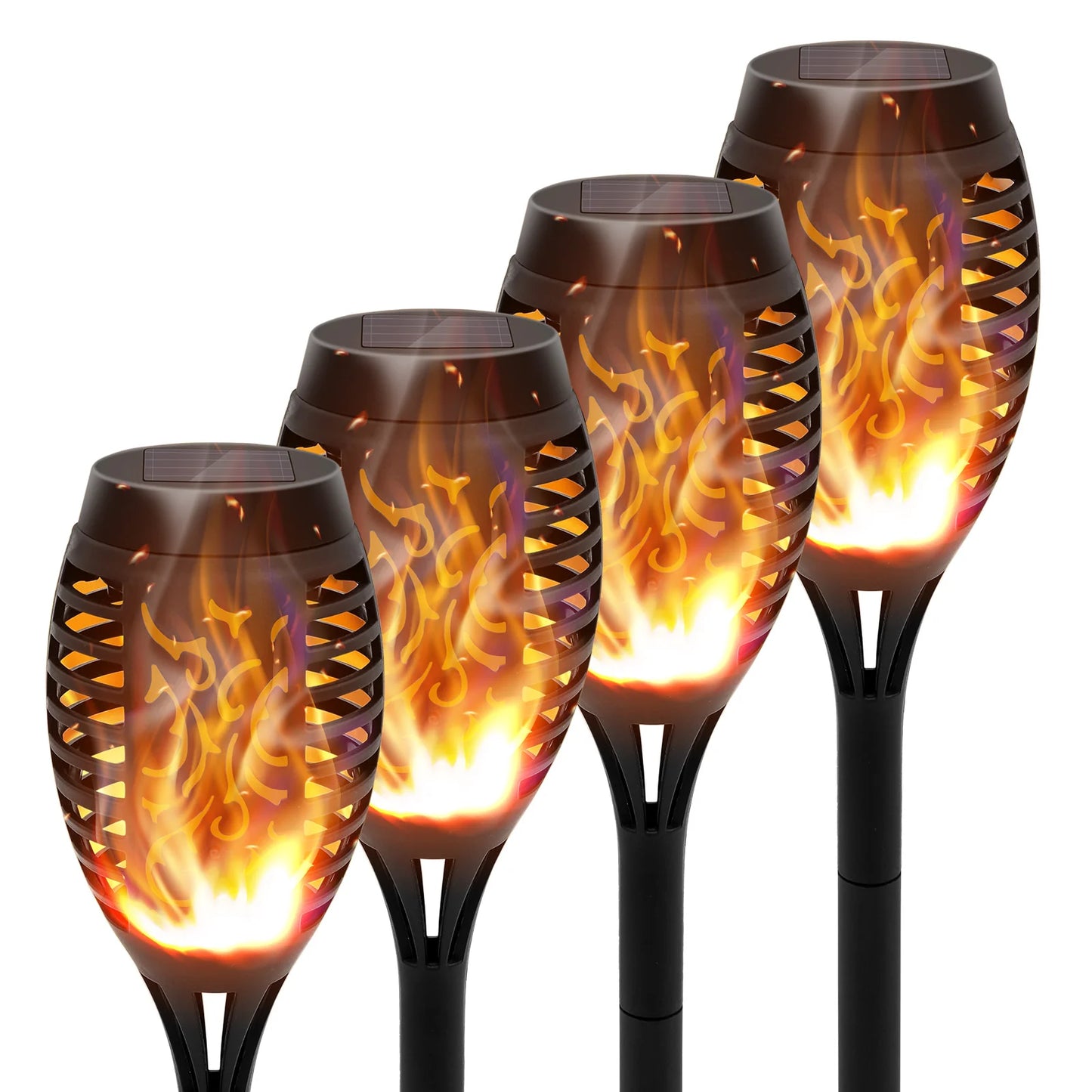 4/6/8/12Pcs Solar Flame Torch Light LED Flickering Outdoor
