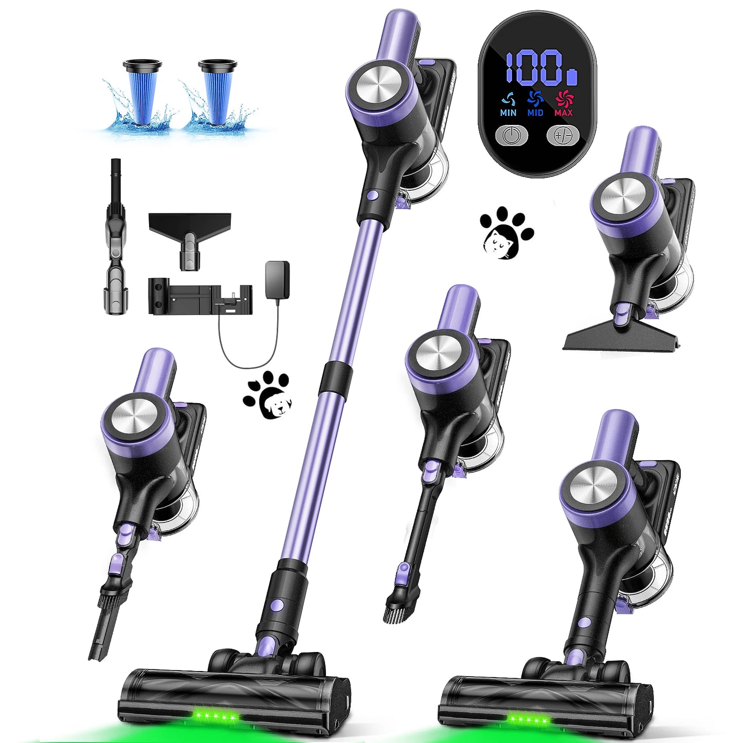 SUXIANGVAC 500W/55KPA Self-Standing Cordless Vacuum