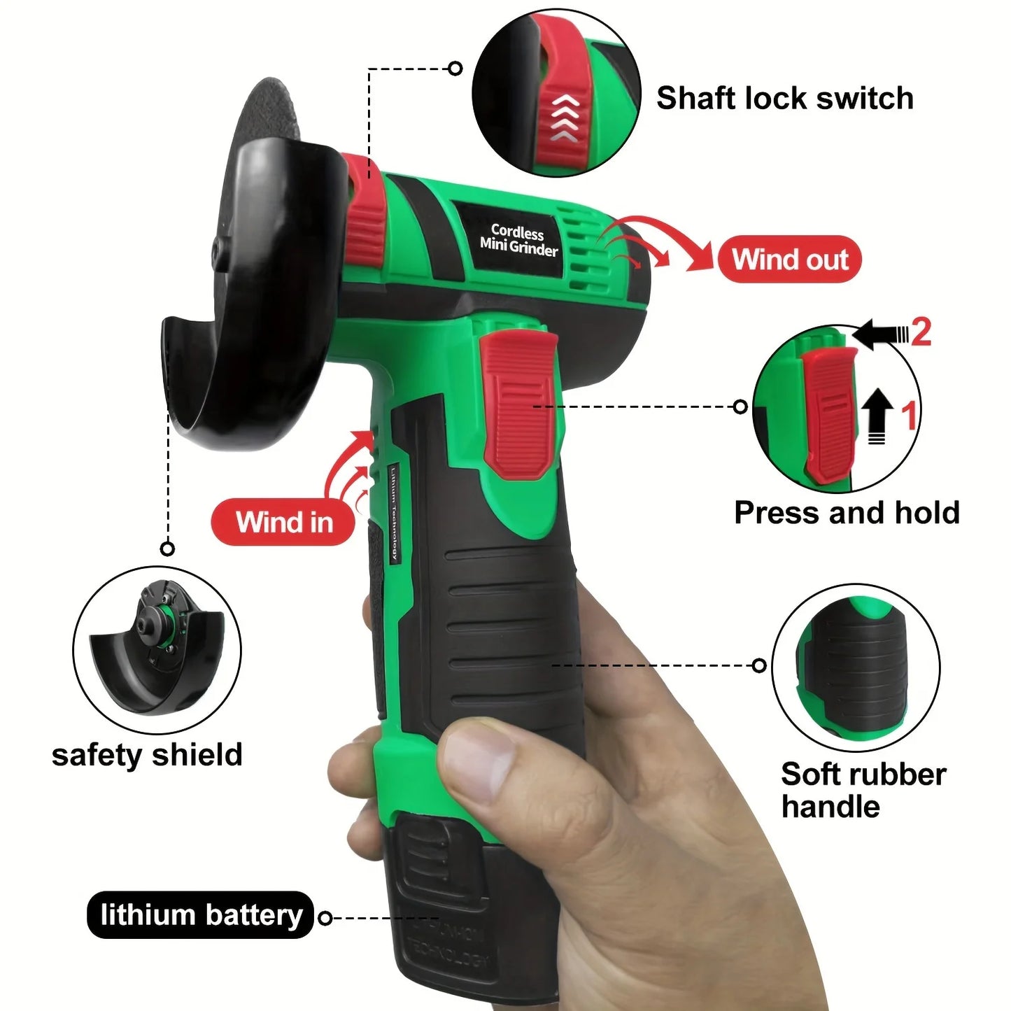 Polisher Angle Grinder Handheld Cordless Angle Grinder