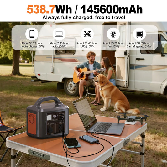 SBAOH 538.7Wh 600W Portable Outdoor Power Station